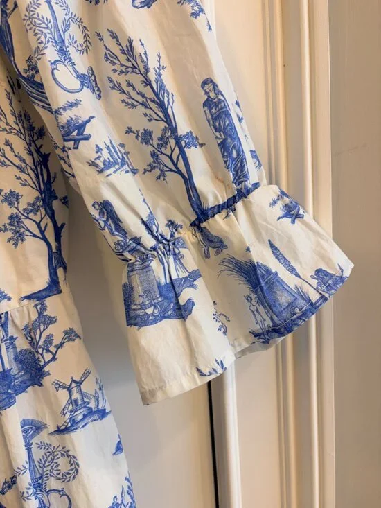 Meadows blue and white toile dress, excellent used condition, XS, US 2, pockets - Picture 3 of 7